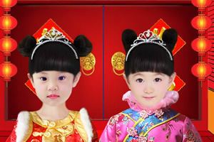 萌宝拜年贴春联