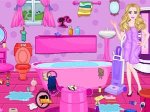 芭比娃娃打扫浴室