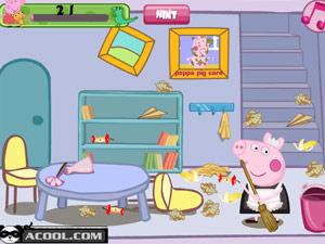 粉红猪打扫房间