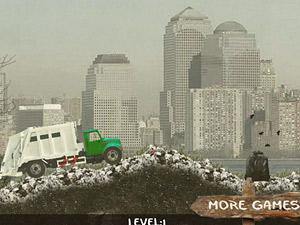 垃圾车雪地收垃圾