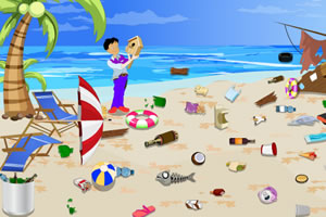 海滩清理垃圾
