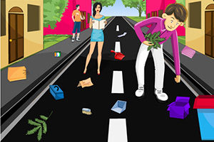 学生清洁道路