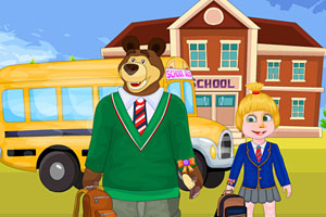 玛莎和熊去学校