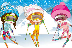 时尚的滑雪女孩